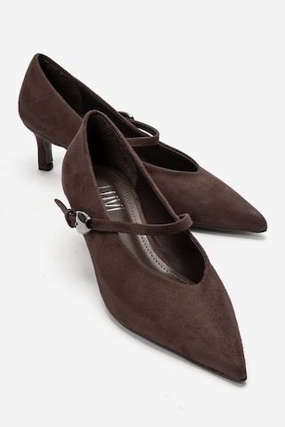 Luvi Shoes Cres Kahverengi Süet Kadın Kısa Topuklu Ayakkabı