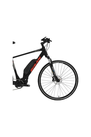 Bisan E-trekkıng Elektrikli Erkek Şehir Bisikleti 50cm Hd 28 Jant 10 Vites Mat Siyah Kırmızı Çok Renkli