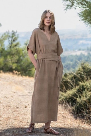 Dokuma Kaftan Elbise - Rahatlığın Şıklığı Ücretsiz Kargo İle Kahve