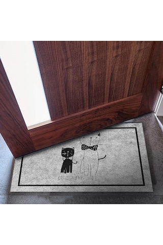 Tasarımlı Dekoratif Kapı Önü Paspas, Dış Mekan/ev İçi/banyo/mutfak/yatak Odası/giriş Paspasları Cute Cats, Çok Renkli