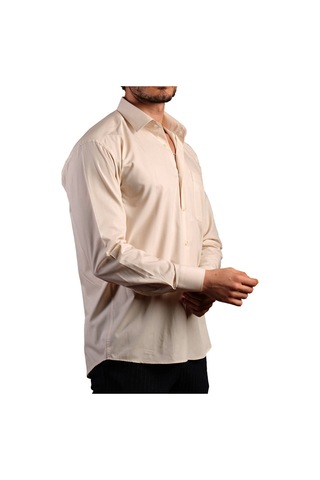 Bej Büyük Beden Rahat Kesim Cepli Uzun Kol Regular Fit Erkek Gömlek - 150-11 001