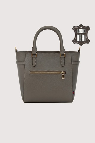 Hakiki Deri Kadın El Çantası Vizon Smr7922 Vizon