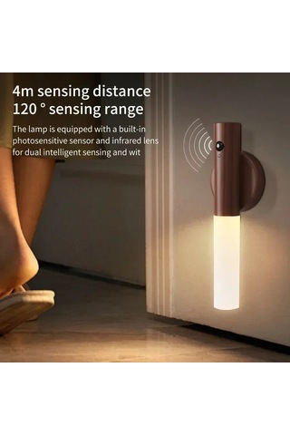 Liangmei Hareket Sensörlü Ahşap Tarzı Şarj Edilebilir Led Duvar Ahşap