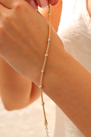 Moom Mücevherat 14 Ayar Altın Dorika Toplu Altın Bileklik Popcorn Renkli Toplar Tek Sıra Çok Renkli