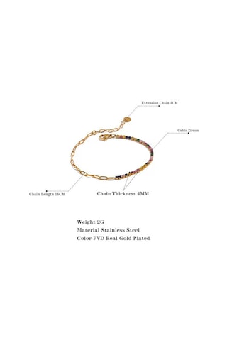 Mavi Eetit Şık Ince Paslanmaz Çelik Zincir Renkli Kübik Zirkonya Bilezik Bileklik 18 K Altın Kaplama Nefis Trendy Takı Kadınlar Yeni Mavi