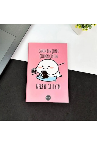 Canım Ben Şimdi Çileden Çıktım Tasarımlı 4'lü Hediyelik Kırtasiye Seti - Kupa, Defter, Kalemlik, Sekreterlik