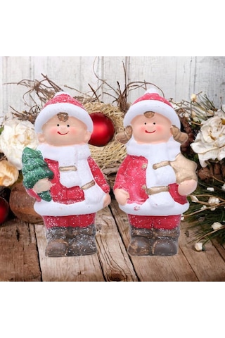 Homyl Seramik Bebek Figürleri Yılbaşı Süsleri Tatil Partisi Ofisi 3,5 Cm X 3,5 Cm X 11,5 Cm