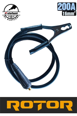 1 Kablolu Topraklama Kaynak Kelepçesi, Kablo Takım: 1 6mm2, 200a, 130 Cm