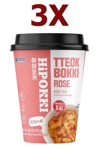 Hipokki Rose Soslu Kore Tteokbokki Pirinç Keki 120gr 3'lü Set