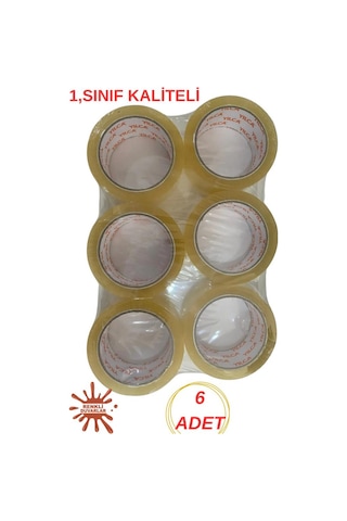 6 Adet Koli Bantı 45mm X 100 Metre Kaliteli Güçlü Yapışkanlı Koli Bantı Paketleme Kırtasiye Bantı Diğer