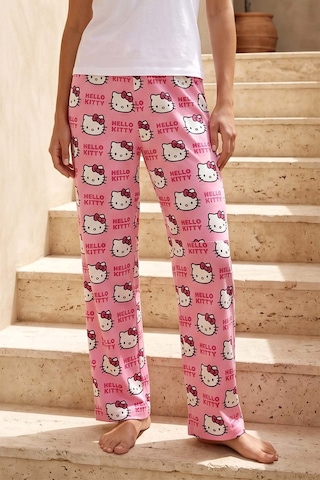Remsa Kadın Viskon Kumaş Desenli Penye Tek Pijama Alt 40 Pembe03