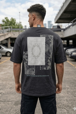 Cool Tarz Oversize Erkek Tişört Baskılı Pamuklu Rahat Kesim Streetwear Yazlık Basic T-shirt Antrasit Antrasit