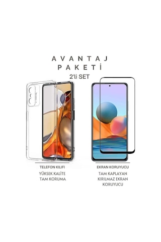 Xiaomi Mi 11t Pro Kamera Korumalı Premium Silikon Telefon Kılıfı + Tam Kaplayan Ekran Koruyucu Cam Col182028-şeffaf