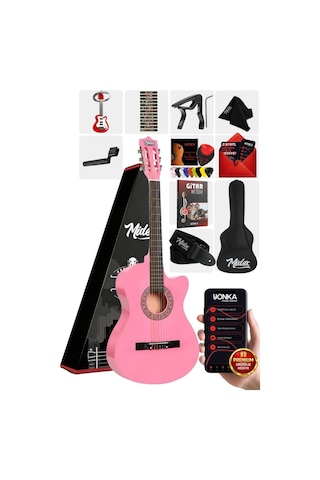 Midex Cg-395pk Pembe Renk Kesik Klasik Gitar 4/4 Yetişkin Boy Sap