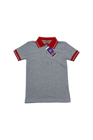 Kidsmadamiko Polo Çizgi Yaka Kısa Kol Kız Çocuk Tshirt Gri