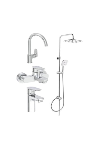 Artema Flow Soft Lavabo Eviye Banyo Batarya + Artema A45787 LS20 Joy 3S Robot Duş Takımı Krom