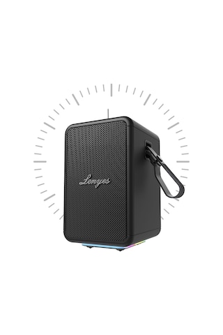Lenyes S874 Su Geçirmez Özellikli Rgb Işıklı Askılı Taşınabilir Tws Bluetooth Hoparlör V5.3 Siyah