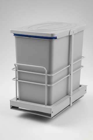 Cassone 24 Litre, Dolap İçi Raylı Gri, Otomatik Çöp Kovası , Kapak Genişliği 40 Cm. Açık Gri