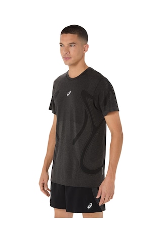 Asics Road Seamless Ss Top Erkek Siyah Beyaz Tshirt 2011d355-001 Siyah - Beyaz