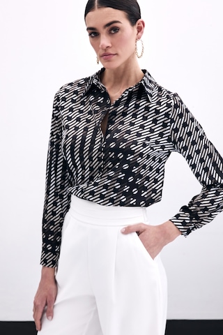 Sateen Kare Desenli Gömlek - Siyah-135967 Siyah