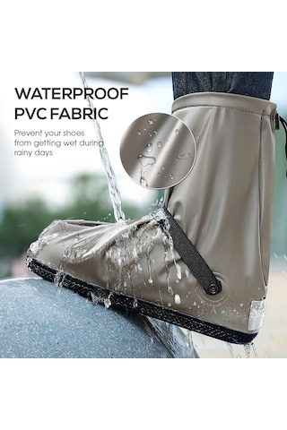 Yuntech01 Siyah Pvc Lastik Su Geçirmez Kaymaz Yağmur Ayakkabı Koruması, Orta Boy, L 37-38 Eu Numara Siyah