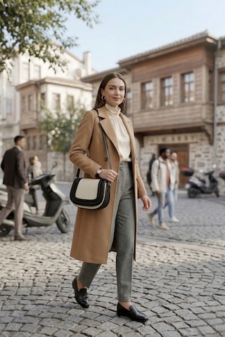 Vellbags Siyah Ekru Kadın Çanta Modern Şık Çapraz & Omuz Çantası Krem - Siyah