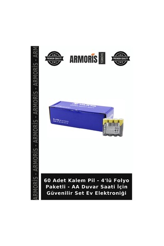 60 Adet Kalem Pil - 4'lü Folyo Paketli - Aa Duvar Saati İçin Güvenilir Set Ev Elektroniği
