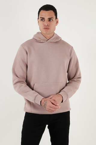 Buratti Regular Fit Kapüşonlu Kanguru Cepli Içi Tüylü Yumuşak Şardonlu Erkek Sweat 5905281 Gül