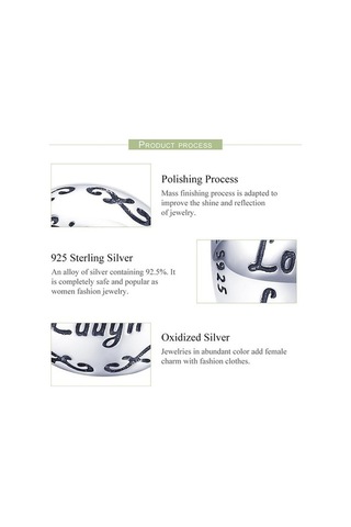 Novahub Bamoer 925 Ayar Gümüş Aşk Ve Güzel Hayat Charm Yuvarlak Boncuk Fit Bilezik Dıy, Sevgi Ve Mutluluğu Taşıyın Gümüş