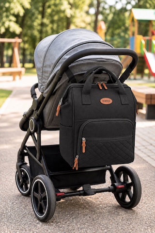 Vıatox Vt-010 Anne Bebek Bakım Sırt Çantası Termal Biberonluk Ve Bebek Arabası Askı Aparatı Hediye Siyah