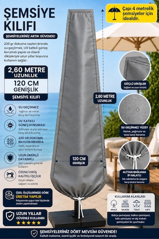 Şemsiye Kılıfı Su Geçirmez 230 Gr Dokuma Naylon Branda Uv Korumalı Çap 4 Metre Şemsiyeler İçin Bahçe Şemsiye Koruyucu Gri Şemsiye Kılıfı Su Geçirmez 230 Gr Dokuma Naylon Branda Uv Korumalı Çap 4 Metre Şemsiyeler İçin Bahçe Şemsiye Koruyucu Gri