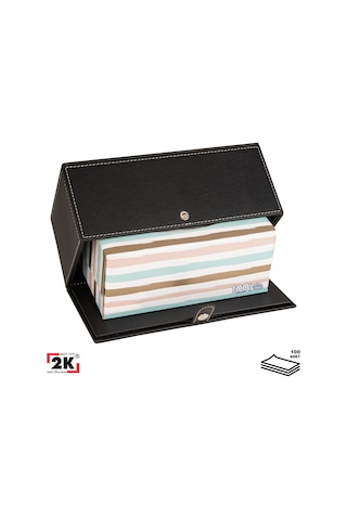 2k Premium Tasarım Vegan Deri Mendil Ve Peçete Kutusu Maksi Boy Peçetelik Ofis Ev Hediyelik Masa Üstü Aksesuar 24x13x10 Cm. Siyah