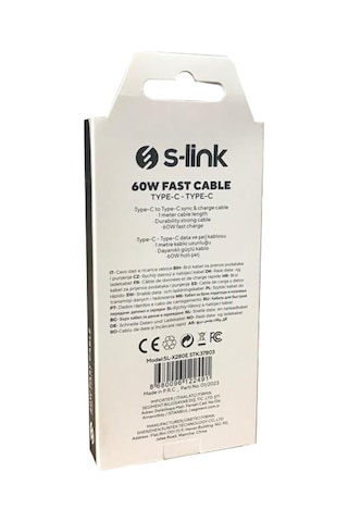 S-link Sl-x280e 1m 60w Type-c Data+şarj Kablosu