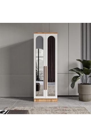 Flora 2 Kapaklı Aynalı Komple Mdf Gardırop - Elbise Dolabı