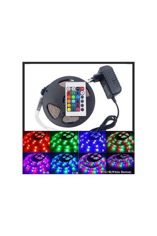 Rgbşerit 5mt 16 Renk Kumandalı Çifttaraflı Bant