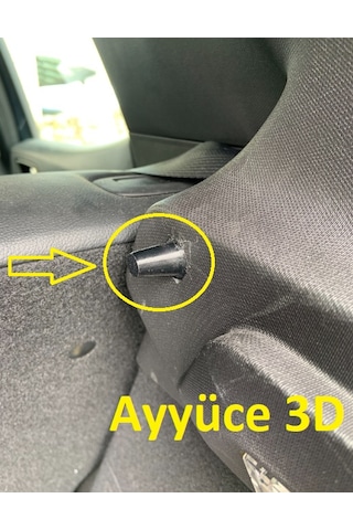 Ayyüce 3d, Renault Clio 5 Bagaj Pandizot Ayağı Pimi, 2x, Siyah