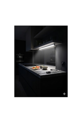 60 Cm Mutfak Tezgah Aydınlatması ,beyaz Anahtarlı Kablolu Set,led İnce L,t5 Bant Armatür Led Mutfak Tezgah Altı Aydınlatma Seti Beyaz