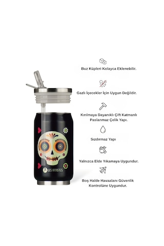 Les Artistes Paris Isı Yalıtımlı Kutu Çelik Termos 280ml Sugar Skull Çok Renkli
