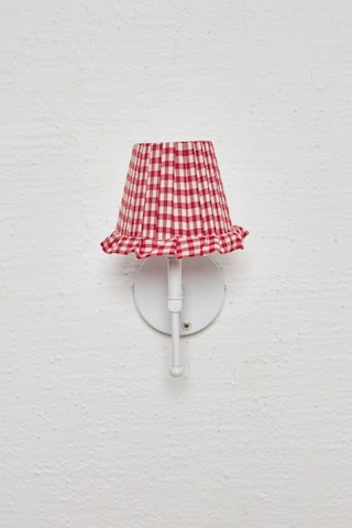 Kırmızı Pötikare Duvar Aydınlatması Metal Beyaz Ayak Ledli Aplik Beyaz