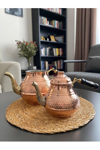 Bakır Petek Desenli Çaydanlık Bakır
