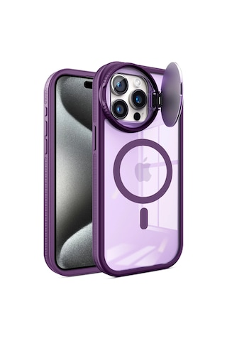 Newface Apple iPhone Uyumlu 14 Pro Max Kılıf Teleskop Lens Magsafe Silikon Kapak - Semeglbl - 65 Derin Mor