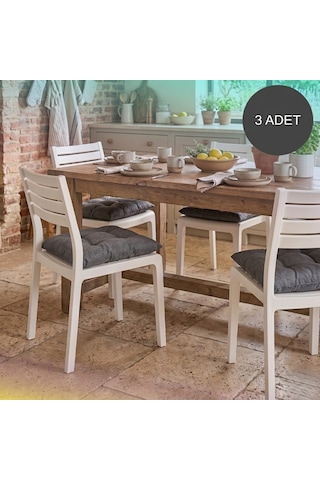 3'lü Set 40x40 Cm Antrasit Modern Sandalye Minderi - Konforlu Bahçe, Mutfak Ve Yemek Masası Sandalye Minderi Bağcıksız Sade Tasarım Antrasit - Gri