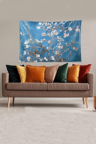 Pelangi Mavi Almond Blossom Leke Tutmaz Kadife Kumaş Duvar Örtüsü Duvar Halısı Tapestry Ywll376, 35 X 50 Diğer