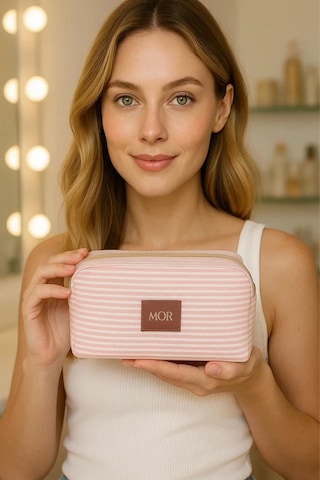 Çok Amaçlı Tutma Kollu Makyaj Çantası Geniş Bölmeli Seyahat Tipi Kozmetik Organizeri X Pembe