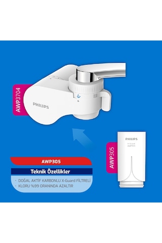 Philips Musluk Suyu Yedek Filtre Kartuşu Water X-guard Awp305/10