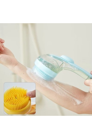 Silikon Hazneli Uzun Saplı Kafa Masajı Saç Yıkama Fırças