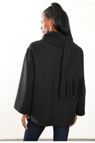 Siyah Atkılı Kaşe Mont D99800 Siyah