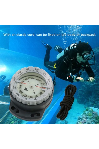 Neevoyu 50 Metre Su Altı Dalış Pusulası - Işıklı, Su Geçirmez, Esnek Kayışlı Outdoor Navigasyon Aleti Gri