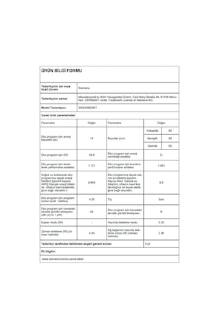 Siemens SN23HB62MT 6 Programlı 14 Kişilik Bulaşık Makinesi
