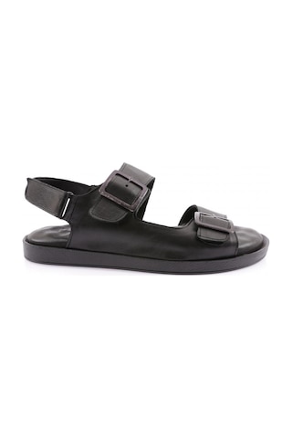 Dgn 2011-22y Erkek Üzeri Çift Kemer Tokli Sandalet 2011-2107-R1534 Siyah